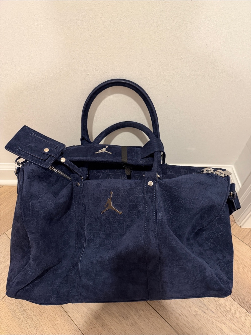Jordan Navy Suede Duffel Bag